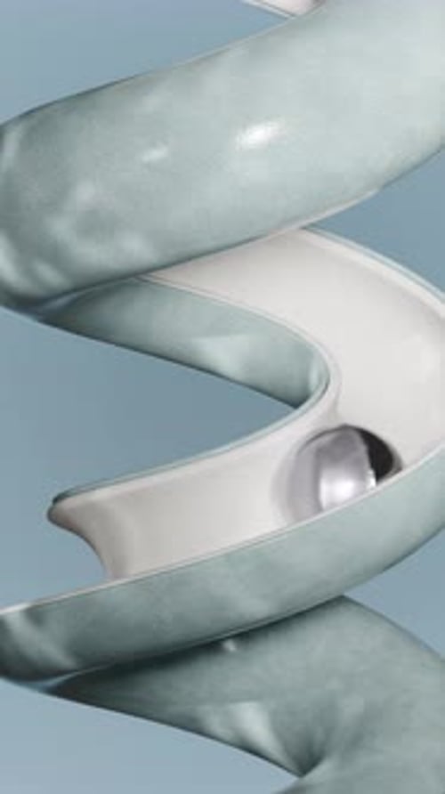 Looping 3D Animation of Sphere Sliding Down Spiral Track Minimal Abstract Motion