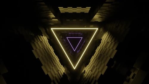 Purple And Yellow Triangle Neon Tunnel Background Vj Loop In HD
