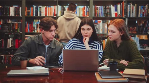 Students Collaborating in Library