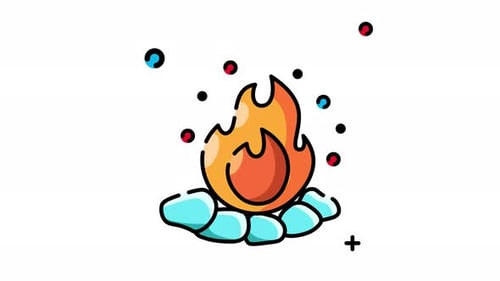 Animiertes Lagerfeuer-Symbol. Animationsanimation mit Wintermotiv