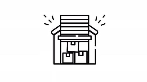 Delivery Warehouse Garage Animated Looping Video – Alpha Channel Line Art Icon