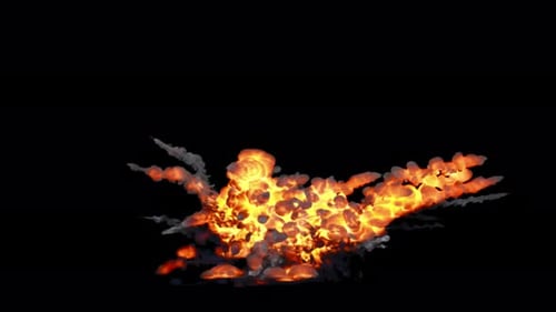 Explosion mit Rauchspuren und Feuer
