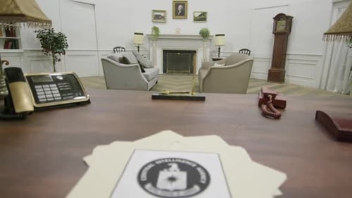White House - Tilt down to reveal CIA documents on desk - spycraft HD