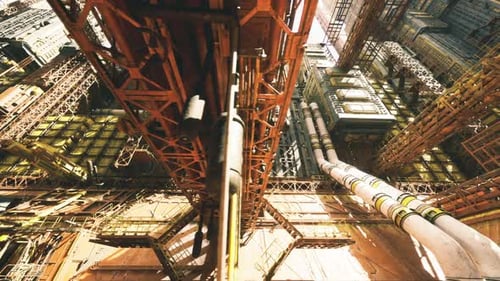 Las estructuras verticales y la maquinaria activa representan un entorno de construcción ajetreado