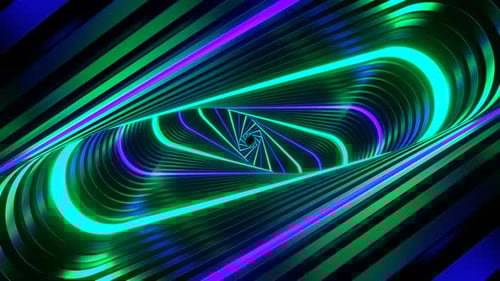 Purple And Turquoise Neon Movement In Spiral Ellipse Tunnel Background Vj Loop In 4K