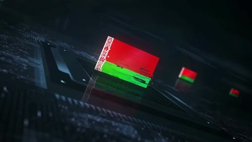 Belarus flag on computer cpu