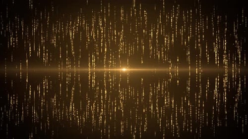 Elegant Golden Glitter Rain Background with Central Light Flare