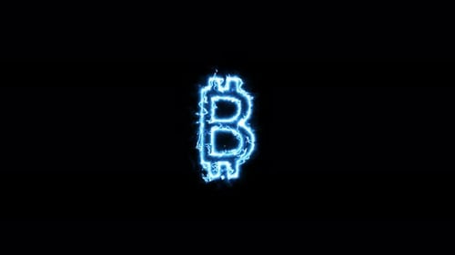 Animated Bitcoin Symbol with Electric Neon Glow