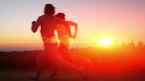 Woman Running and Warming Up at Sunrise in Africa Action