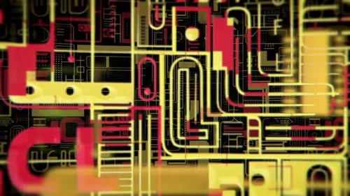 4k Hi-Tech Cyberpunk Animated Background Loop, Dynamic 3d Flythrough Motion