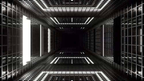 White Grate Tunnel With Strobe Background Vj Loop In 4K