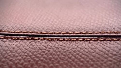 Close-Up of Brown Stitched Leather Material