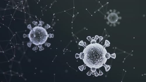Animated 3D Virus Cells with Plexus Network Background Loop