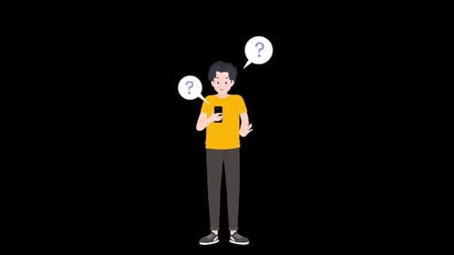 A Boy Confused with Questions Alpha Channel