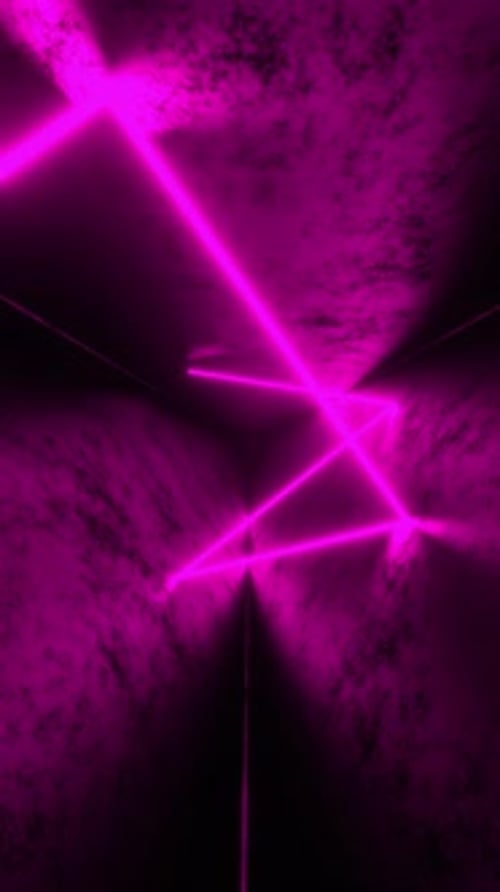 Abstract Seamless Loop Animation of Pink Neon Ray Moving in Endless Tunnel