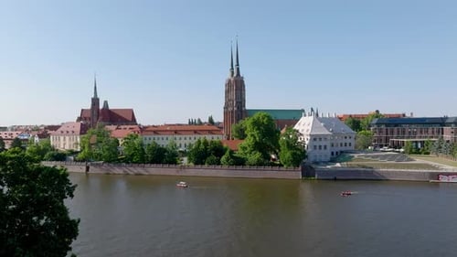 Wrocław Old Town. 4k aerial footage