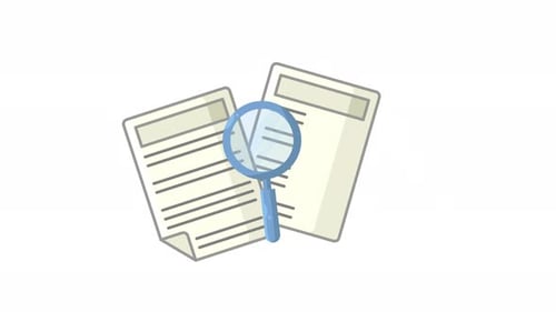 Animated Magnifying Glass Scanning Documents Flat Design