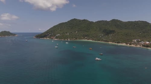 Drone Aerial View of Sairee Beach in Koh Tao in Thailand