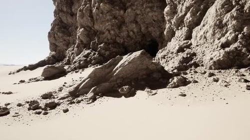 Massive Rock Formation in Desert