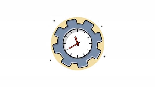 Animated Clock Gear Icon for Time Management Concepts