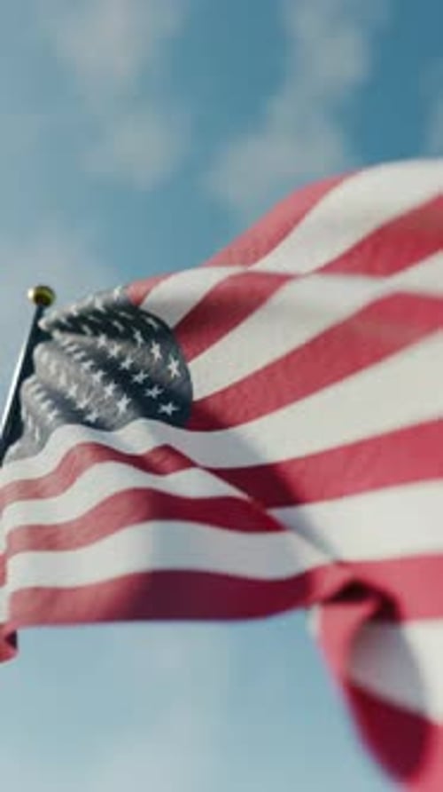 Waving American Flag in Realistic Vertical Animation