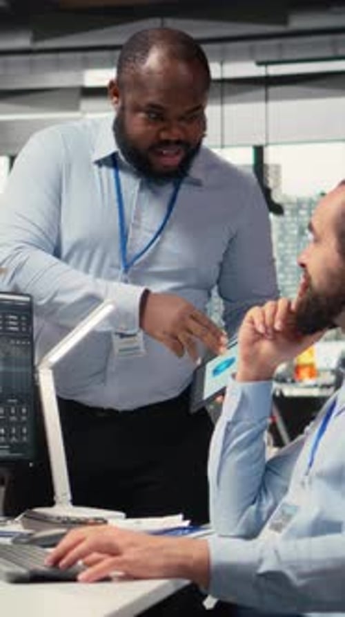 Vertical Video Teamworking Traders in Prop Firm Office Leverage AI Tech to Interpret Charts