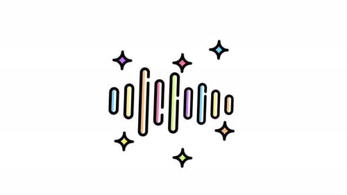 animation of Colorful audio waveform with sparkles.