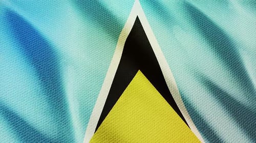 Dynamic Waving Saint Lucia Flag with Light Rays