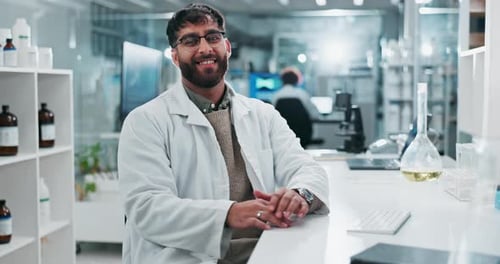 Smiling Scientist Types in Modern Laboratory