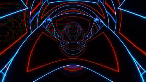 Blue And Red Neon Abstract Endless Moving On Circle Background Vj Loop In 4K