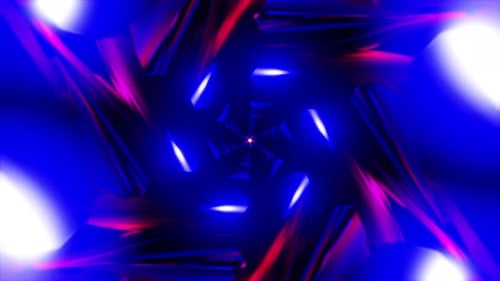 Cobalt Petal Tunnel VJ Loop with Magenta Highlights and Metallic Spiral Depth