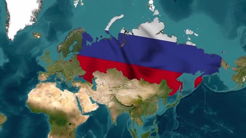 Animated Russian Flag Overlay on World Map