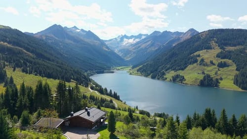 Aerial view of Passhöhe Gerlos Bundesstrasse 1531m Austria Tyrol