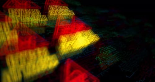 Cyber attack network security breach symbol cyber loop concept