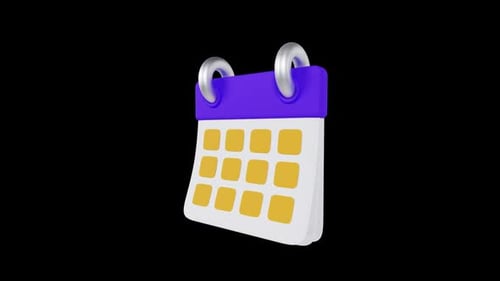 Stylized 3D Calendar Icon with Smooth Rotation Loop