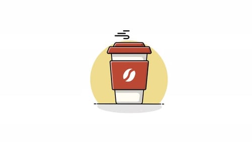 Animationsvideo zum Konzept einer 4k-Kaffeetasse