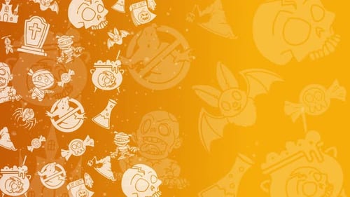 Halloween Flat Design Icons Animated Loop Background