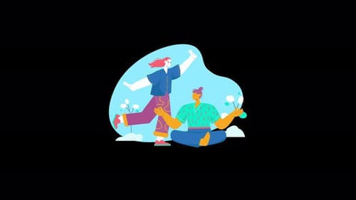 Animated Flat Design Illustration: People Meditating and Active Lifestyle