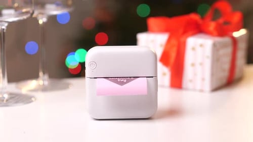 Label Printer Prints Valentine's Day Sticker