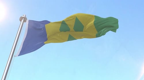 Waving Flag of Saint Vincent and the Grenadines