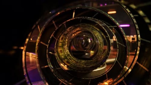 Intricate Spiral Structure Illuminated By Artistic Lighting Effects