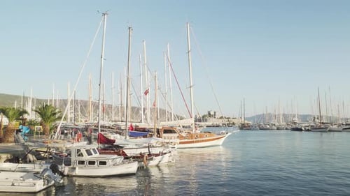 Scenic view of yachts moored in Milta Bodrum Marina, Turkey