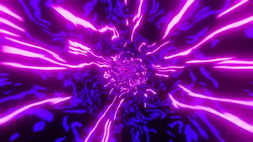 Fast, neon purple light streaks through dark tunnel animation