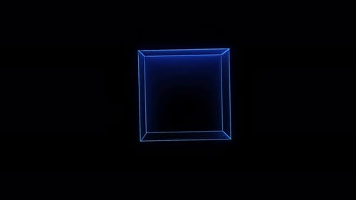 Futuristic Neon Wireframe Cube Rotation Loop