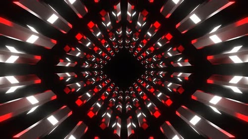 Red And White Neon Light Columns Tunnel Background Vj Loop In 4K