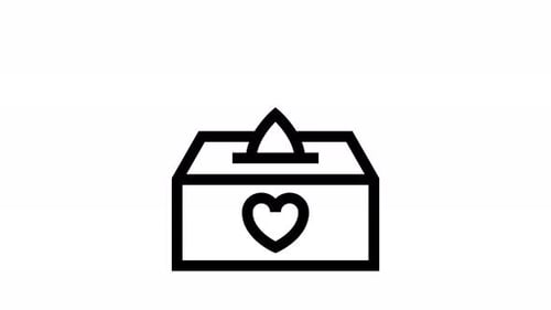 Animated Flat Design Donation Box with Heart Icon