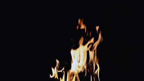 Burning Fire Flames on Black Background