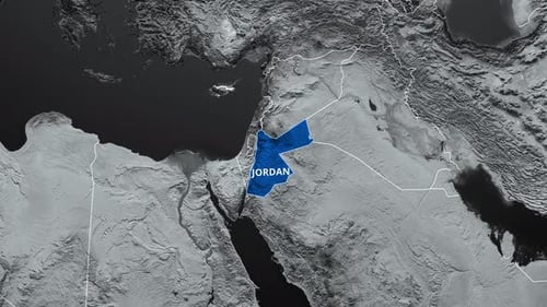 Animated Map Highlight of Jordan Country with Text Label