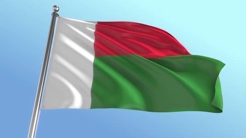 Realistic Waving Flag of Madagascar Animation