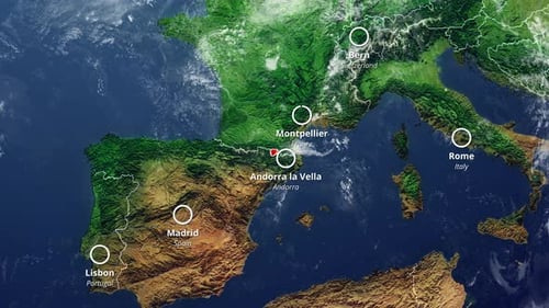 3D Earth Map Animation with City Location Reveals